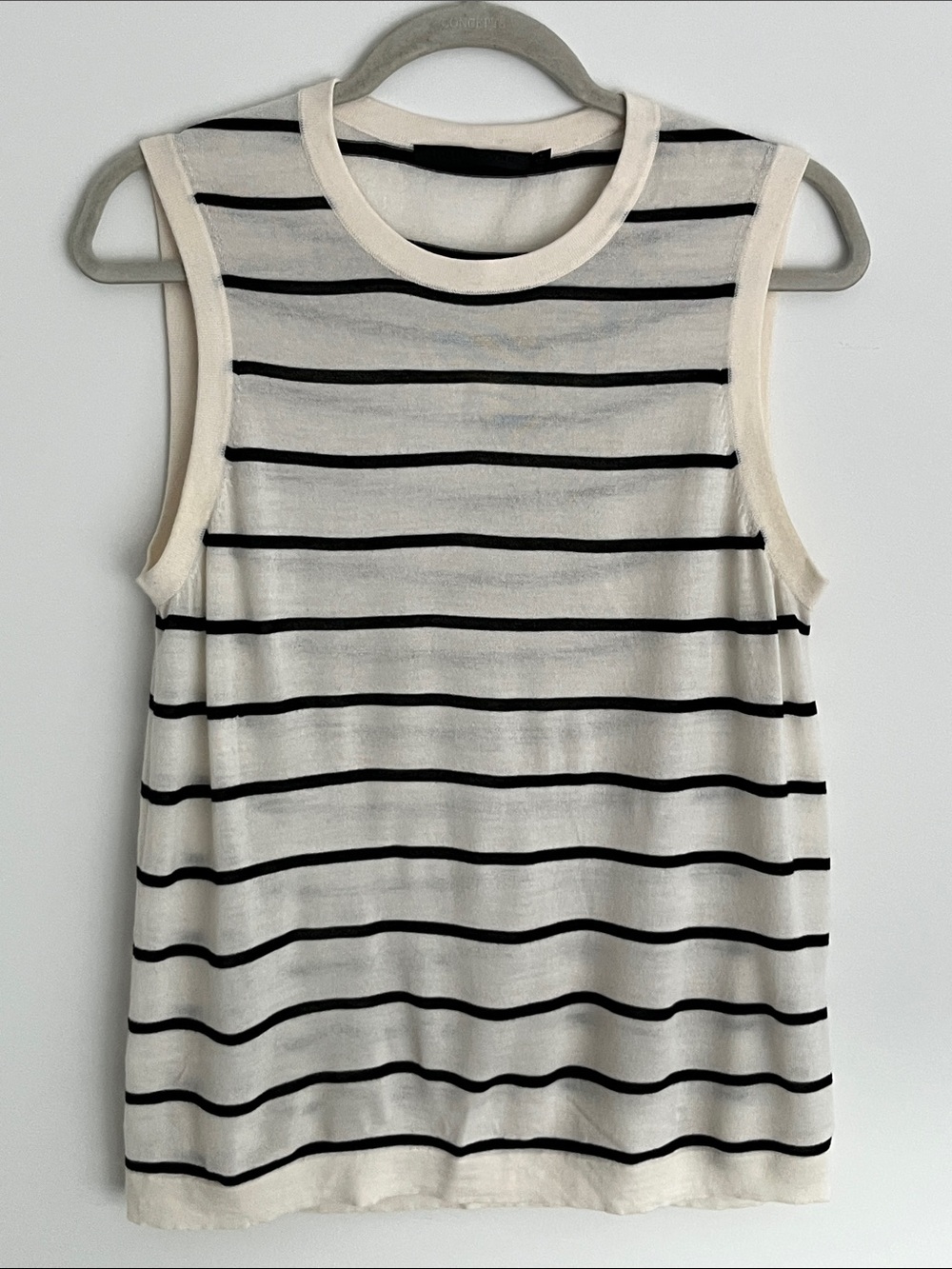 Jenni Kayne Sleeveless Striped merino Tank Top - Cream/Black